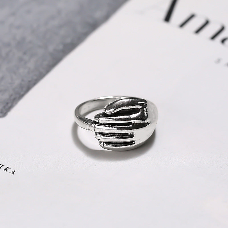 Individually Small Design Silver Plated Palm Ring