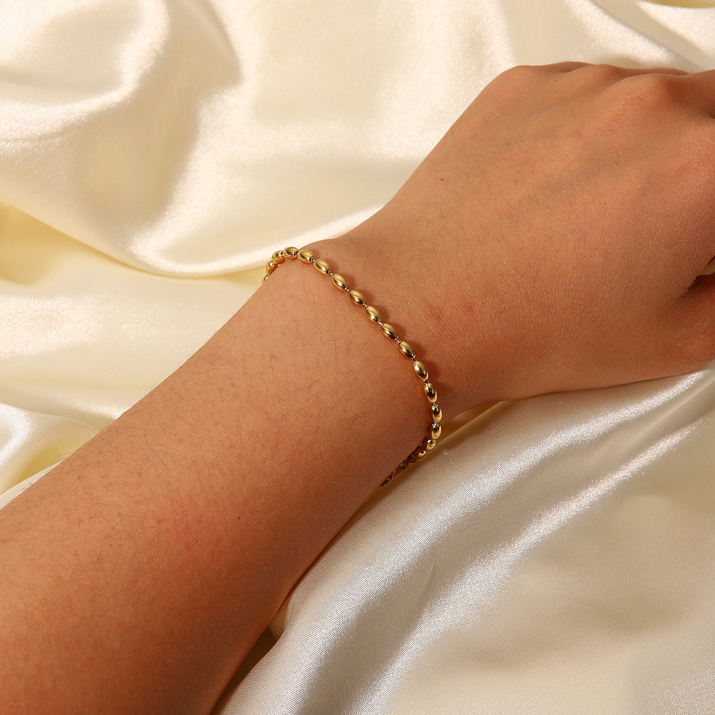 Simple oval bead bracelet gold necklace necklace