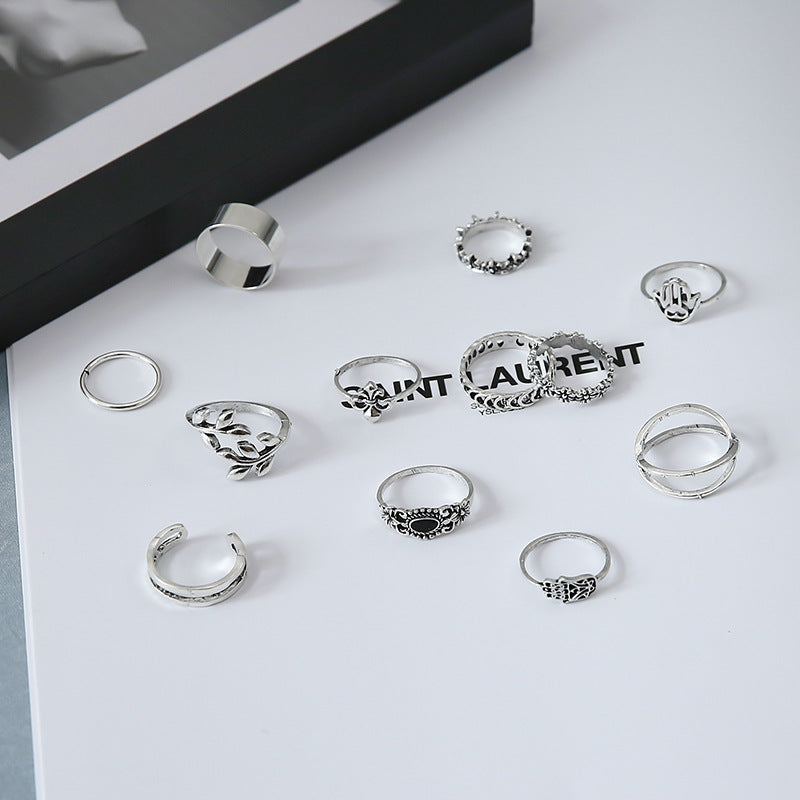 Wind, Leaves, Eyes, Rings, Cross Rings, Plain Rings, Combination Of 12-Piece Rings