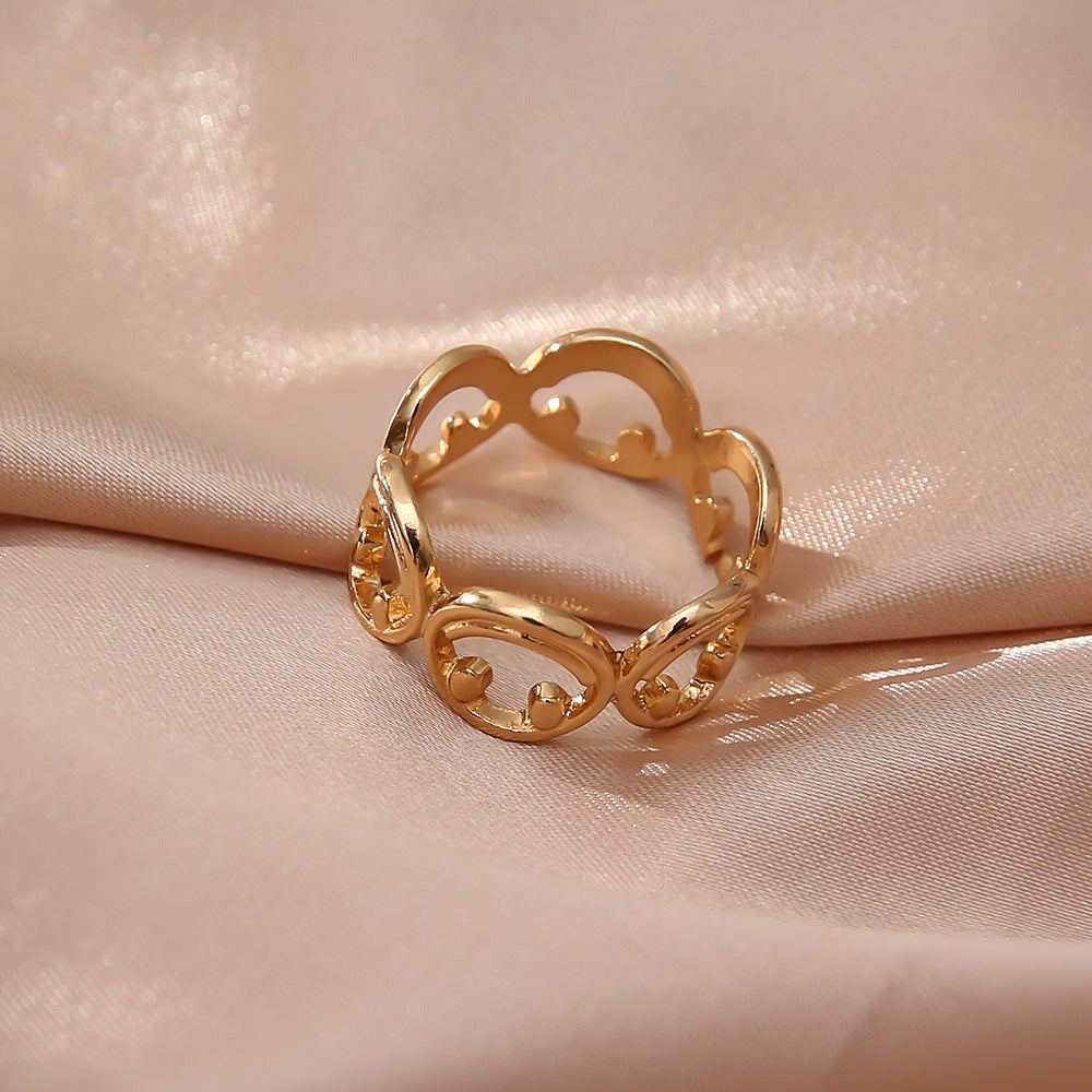 Wind Smiley Face Wide Version Openwork Ring Female Fashion Cool Wind Simple Metal Ring