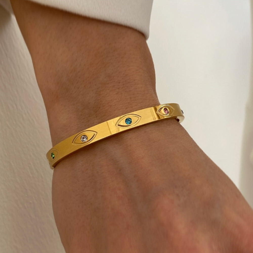 Versatile bracelet set with colorful round zircon Devil's Eye bracelet