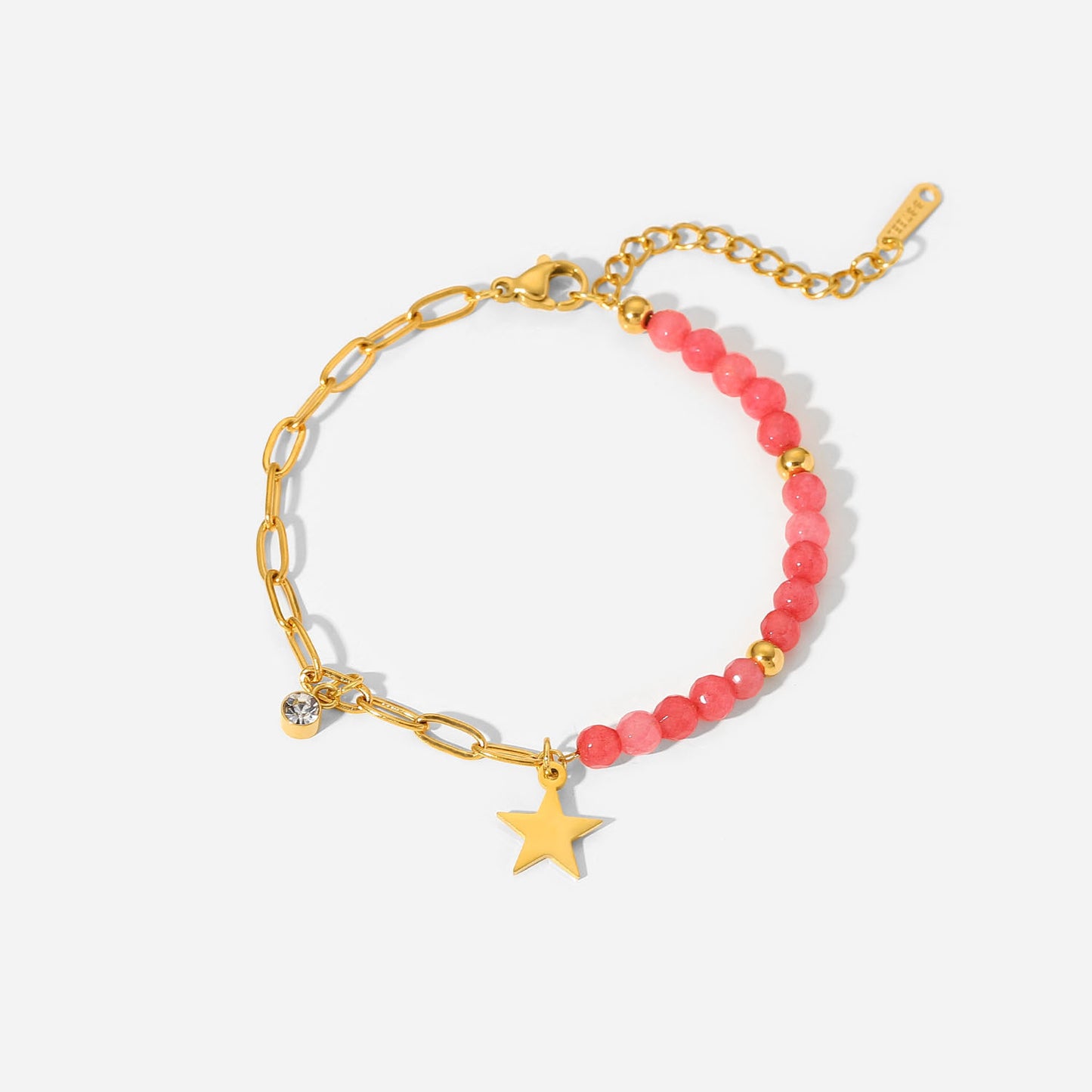 Red stone cross chain bracelet star pendant bracelet