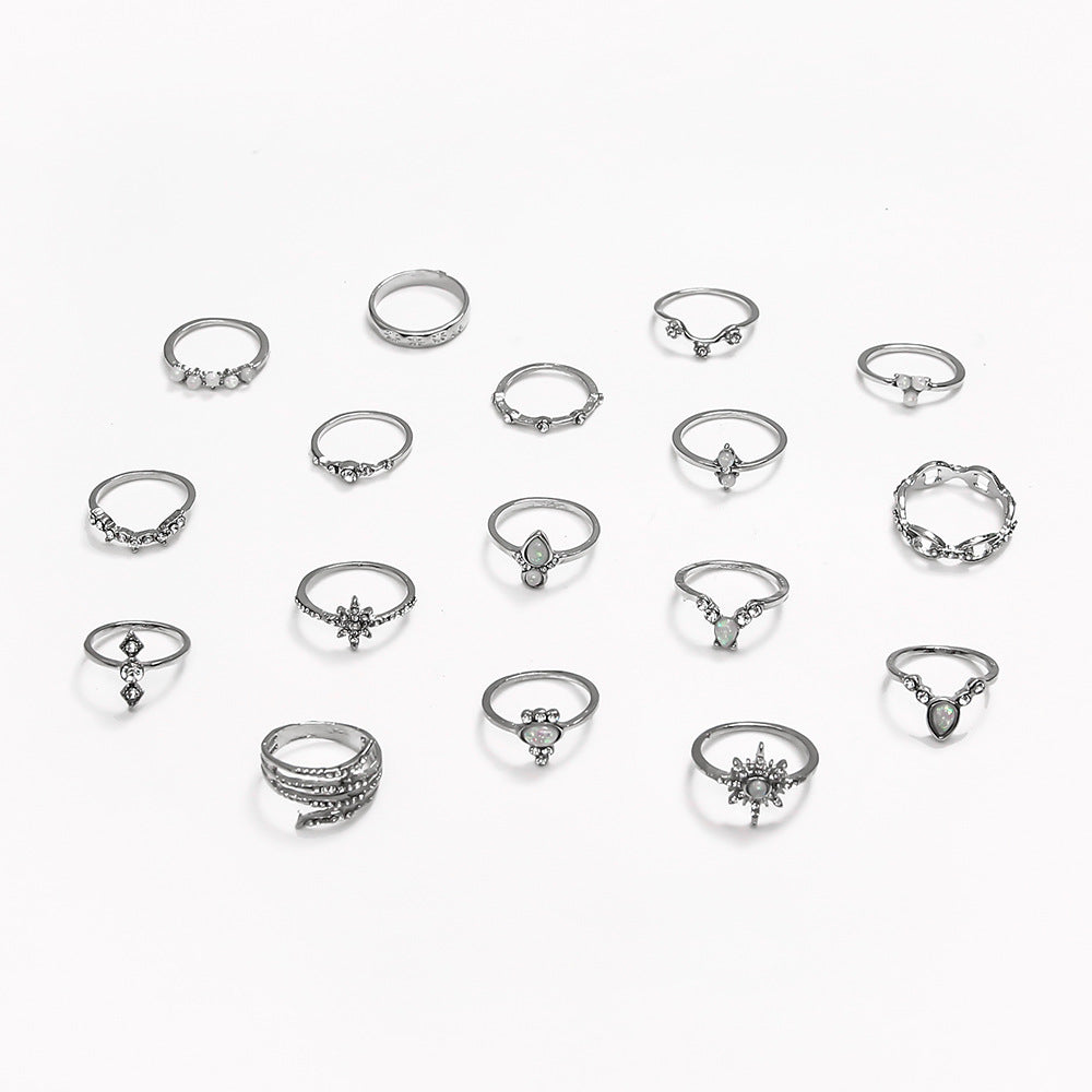 Bohemian Style Ring Set Of 17 Diamonds Set Ring