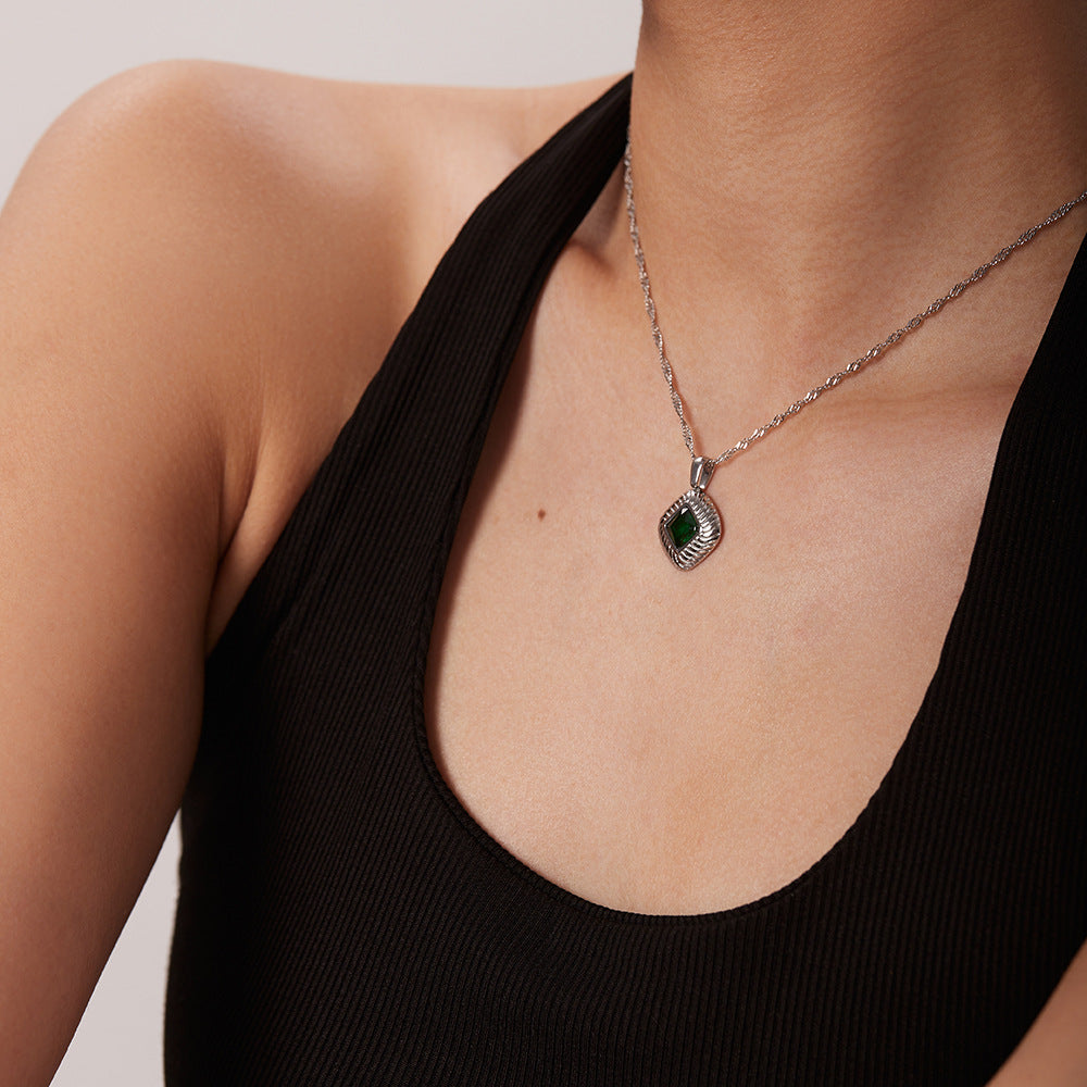 Green zircon necklace earrings bracelet ring