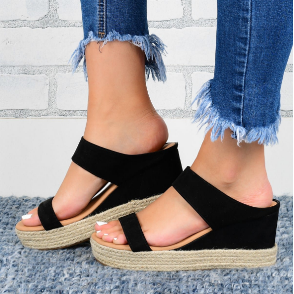 2020 New And Fashional Woman Slip-On Espadrille Wedge Sandals