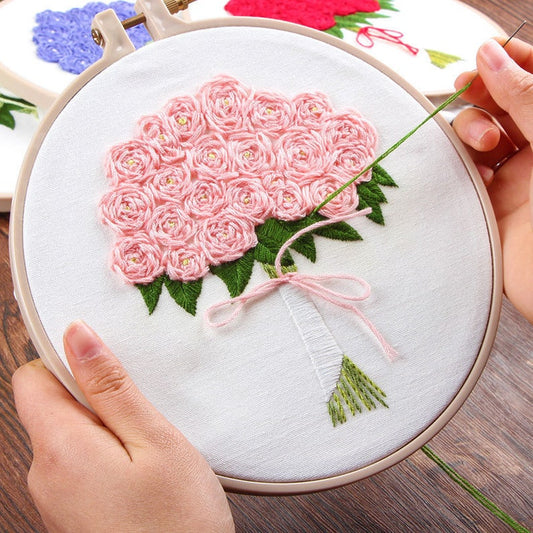 Beginner Embroidery Kit Modern Flower,Hand Embroidery Full Kit