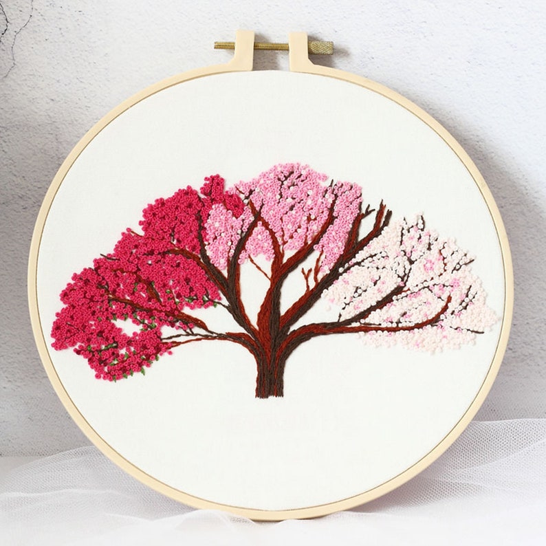 Embroidery Kit For Beginner | Maple , Cherry blossoms Embroidery Kit