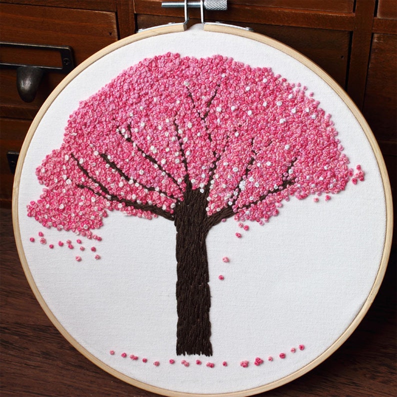 Embroidery Kit For Beginner | Maple , Cherry blossoms Embroidery Kit