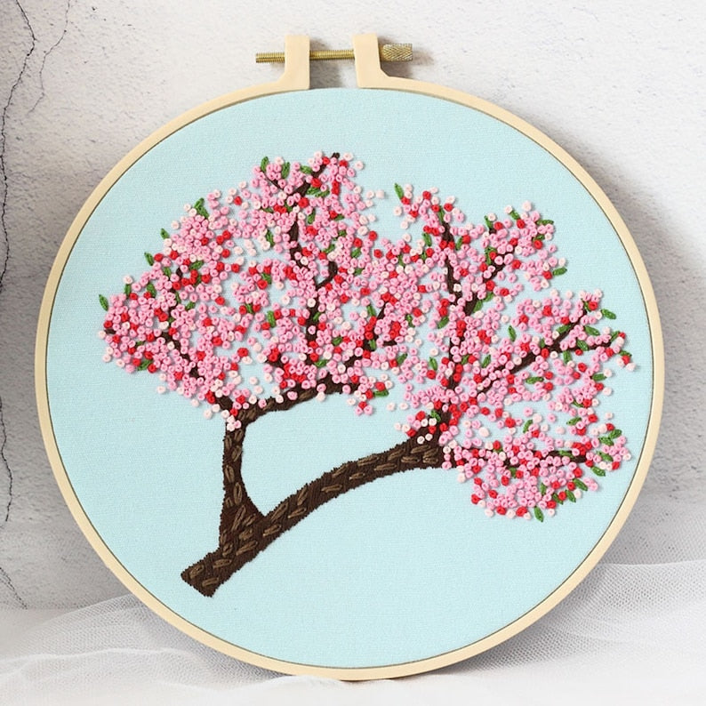 Embroidery Kit For Beginner | Maple , Cherry blossoms Embroidery Kit