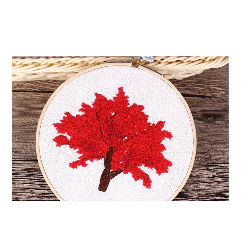 Embroidery Kit For Beginner | Maple , Cherry blossoms Embroidery Kit