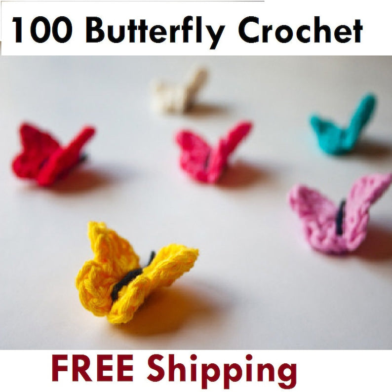 Crochet Butterfly, 100 x 3.5cm, Various Colours