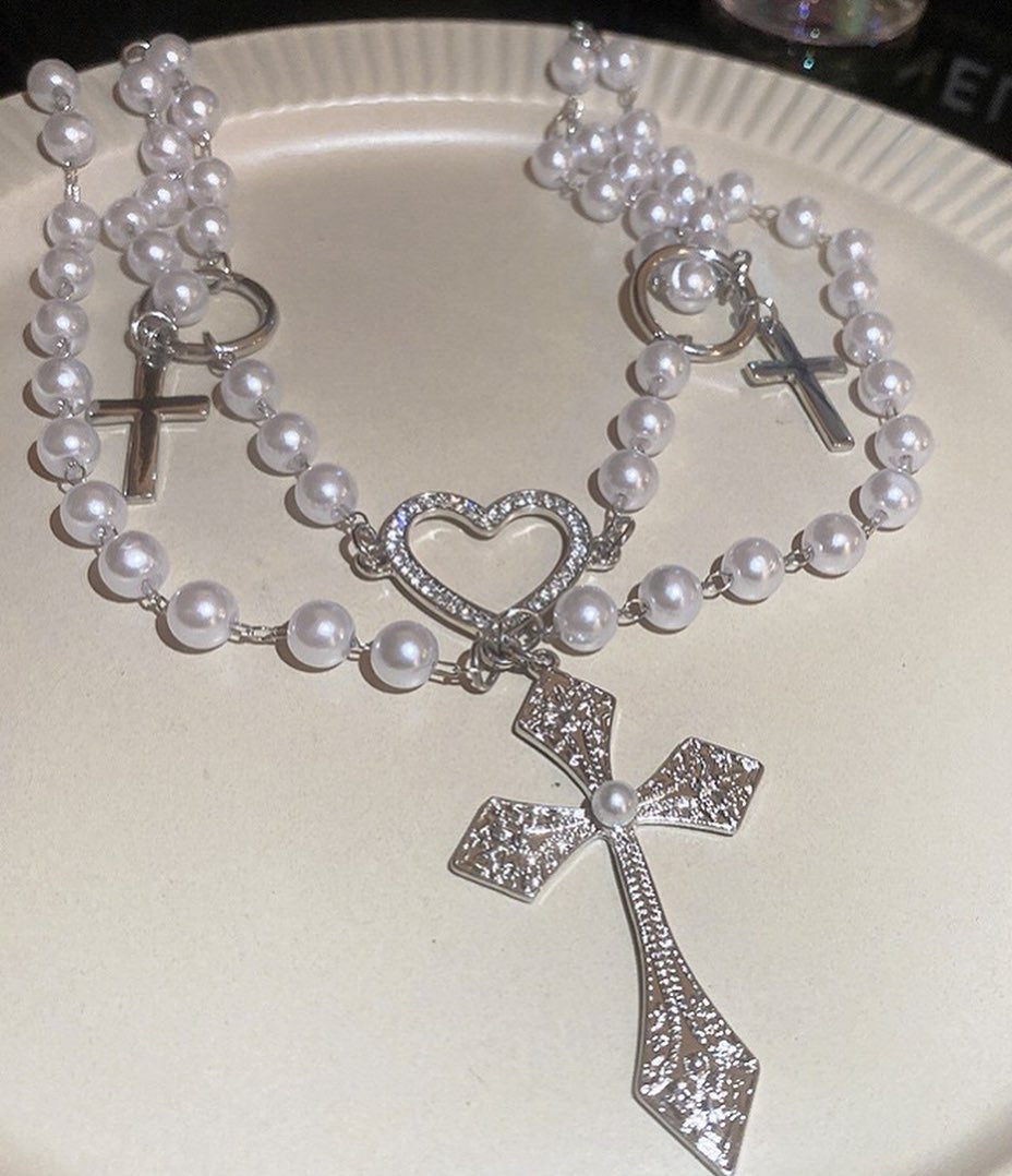 Handmade Cross Love Beaded Necklace