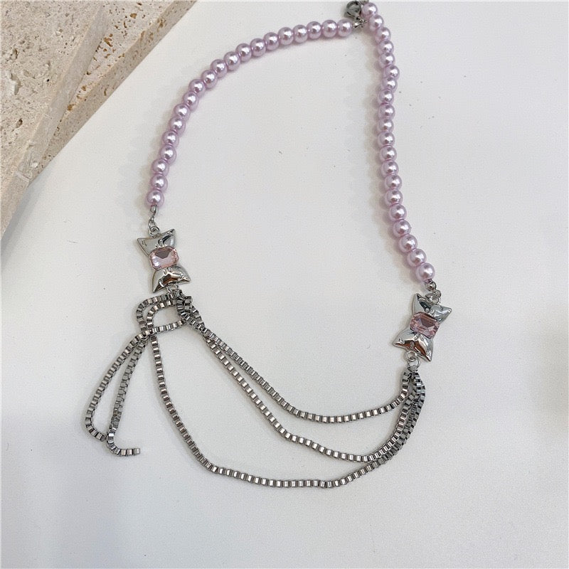 Pink pearl necklace