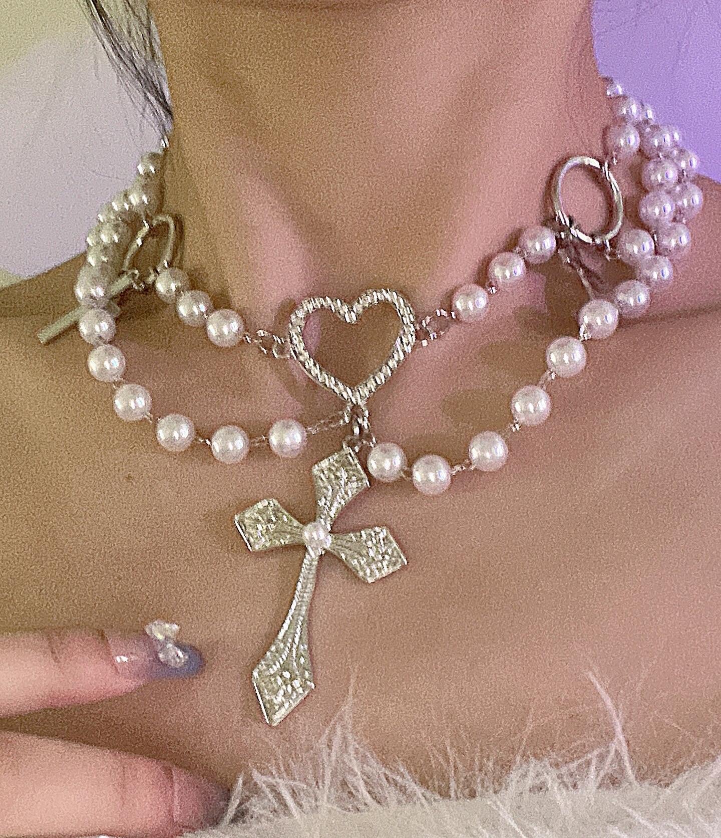 Handmade Cross Love Beaded Necklace