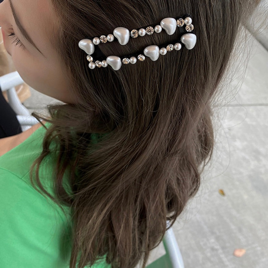 Heart Pearl Hairclip Set (2 pieces)