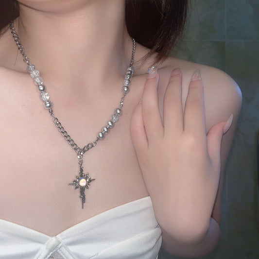 Moonstone Star Cross Necklace