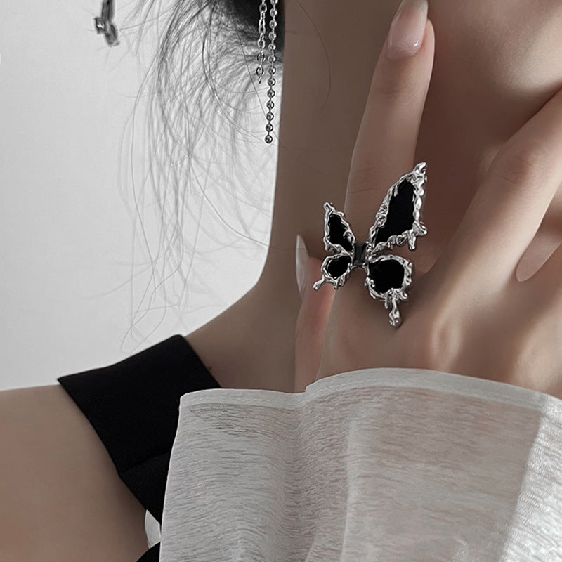 Black Butterfly Ring and necklace