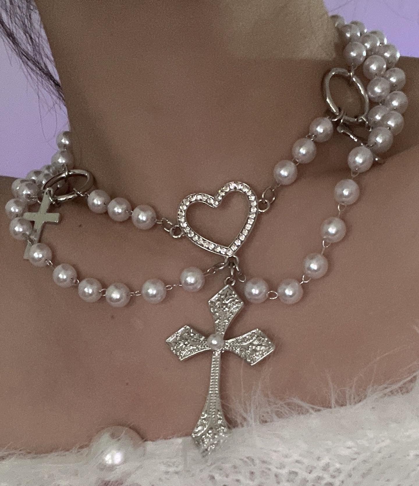 Handmade Cross Love Beaded Necklace