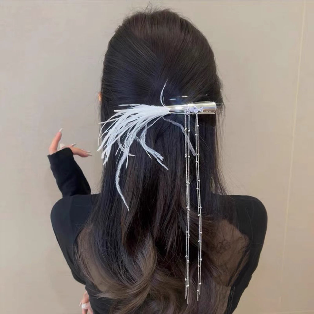 Tassel feather hairclip