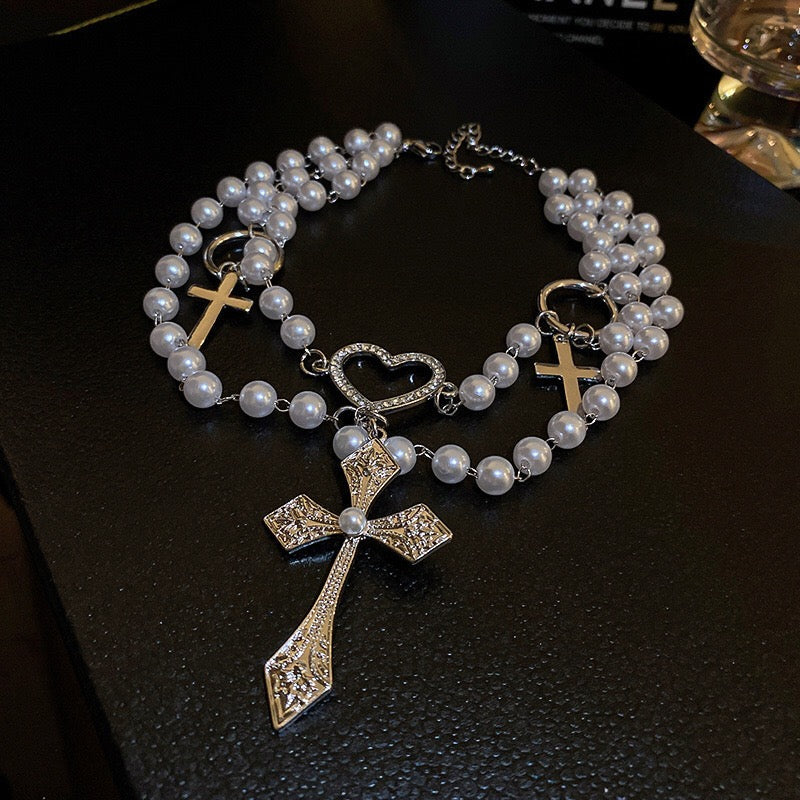 Handmade Cross Love Beaded Necklace