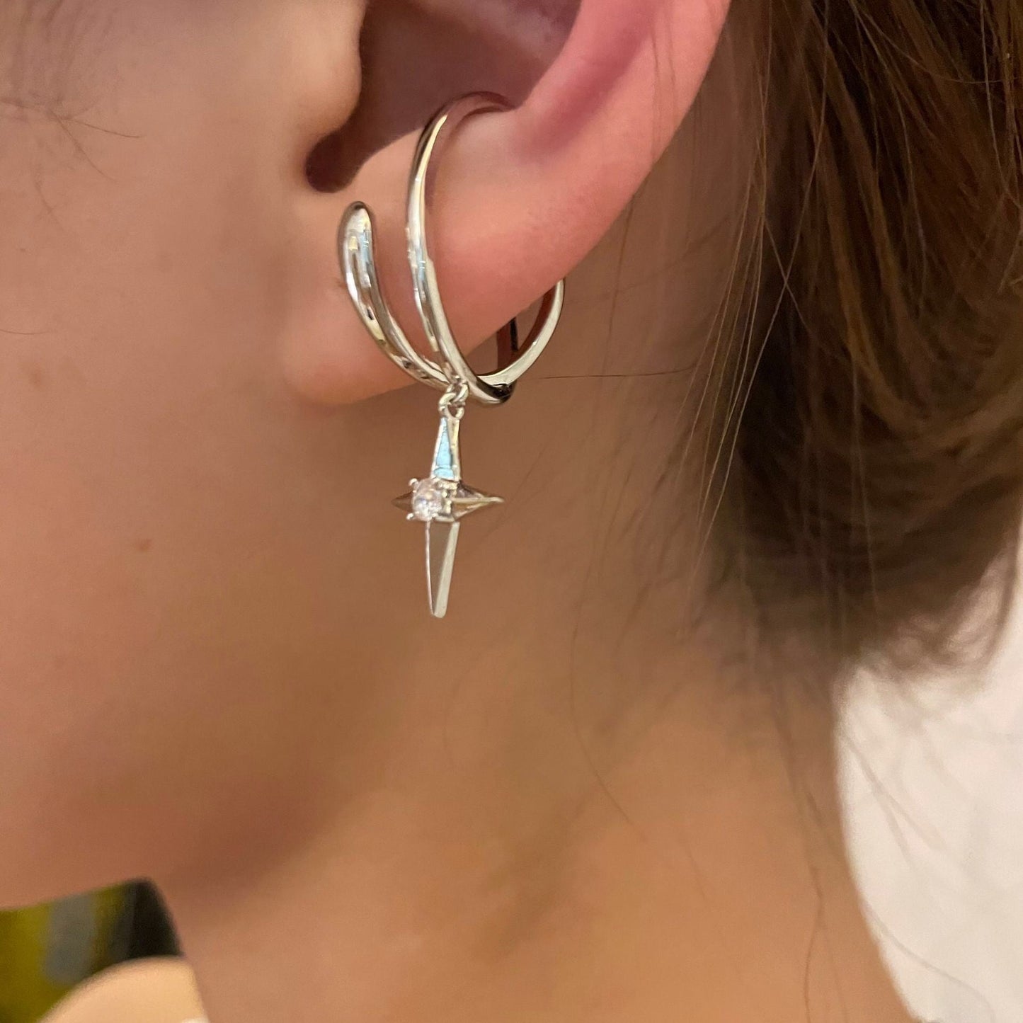 Silver Star Ear Clip