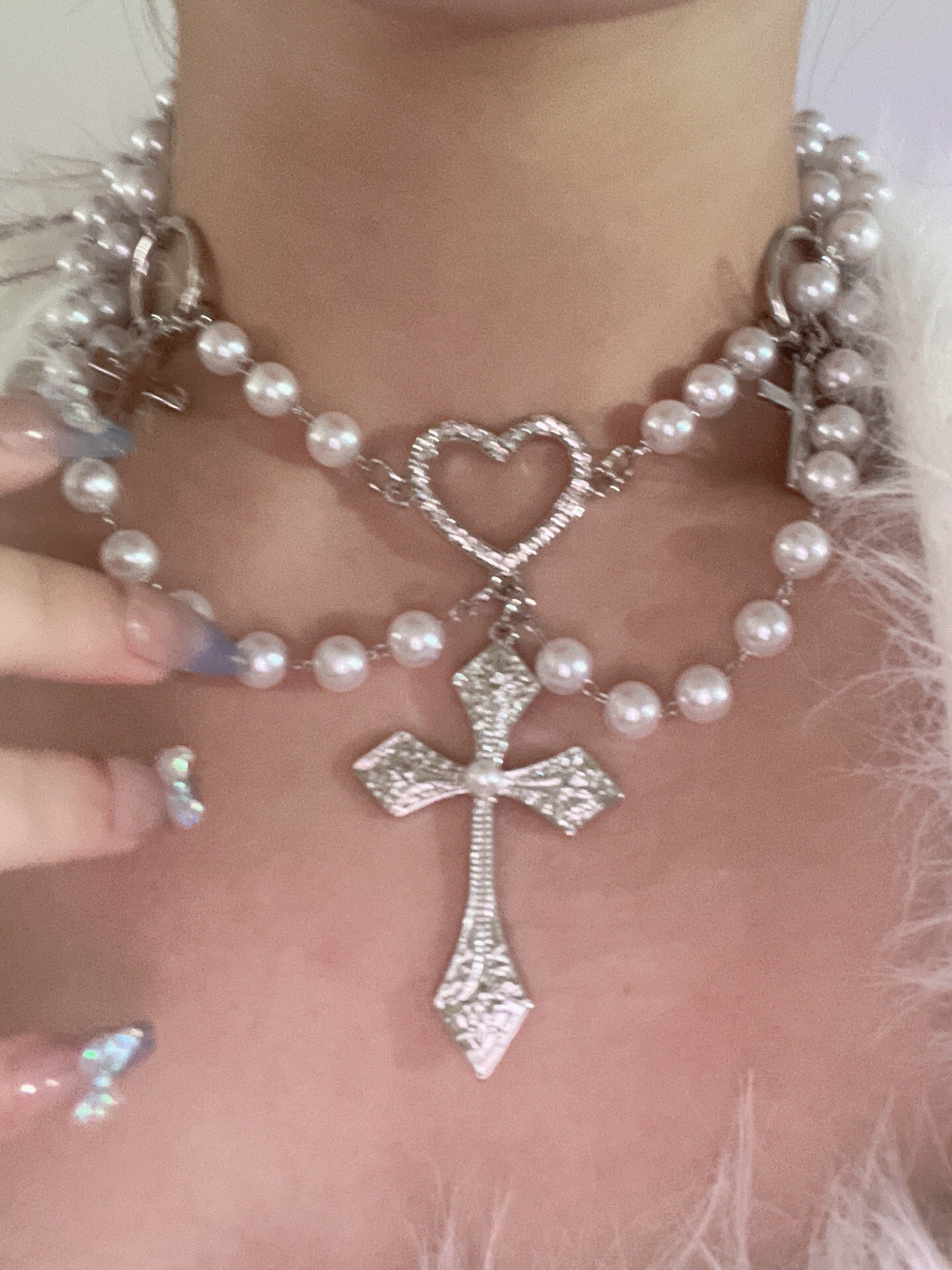 Handmade Cross Love Beaded Necklace